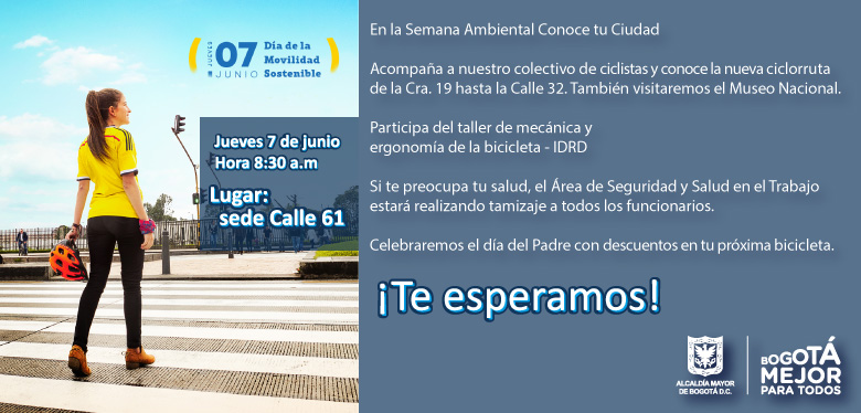 banner superior mujer con casco invitación día de la movilidad sostenible