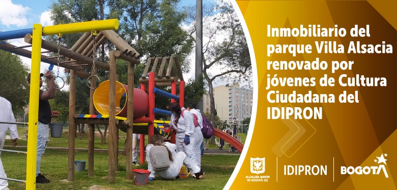 Bancas del parque Villa Alsacia renovadas por jóvenes de Cultura Ciudadana del IDIPRON