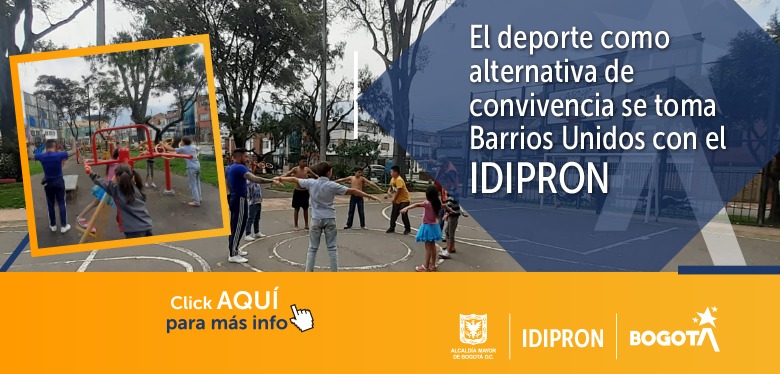 Jovenes haciendo deporte y un texto que dice El deporte como alternativa de convivencia se toma Barrios Unidos