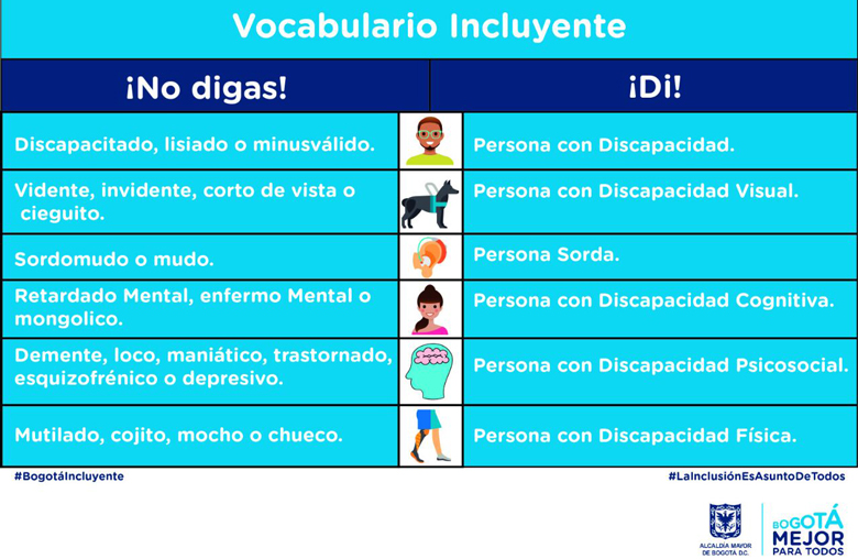 textos que describen vocabulario incluyente